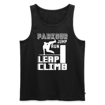 Parkour Parkour Jump Run Leap Climb - Men's Premium Organic Tank Top - black - Front - Michal (187cm)
