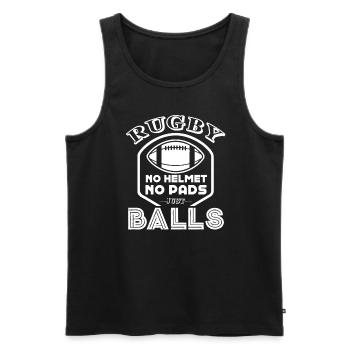 Rugby Rugby No Helmet No Pads Just Balls - Men's Premium Organic Tank Top - black - Front - Michal (187cm)