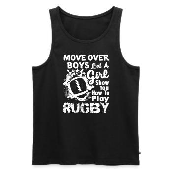Rugby Let A Girl Show You How To Play Rugby - Men's Premium Organic Tank Top - black - Front - Michal (187cm)