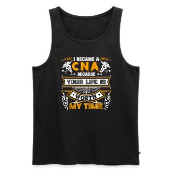 CNA I Became A CNA - Men's Premium Organic Tank Top - black - Front - Michal (187cm)