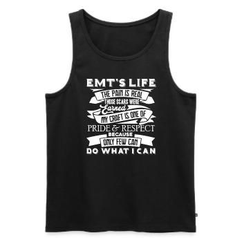 EMT's Life The Pain Is Real - Men's Premium Organic Tank Top - black - Front - Michal (187cm)
