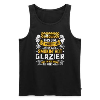 Glazier Protected By Smokin Hot Glazier - Men's Premium Organic Tank Top - black - Front - Michal (187cm)