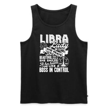 Libra Libra Lady She Plays She Slays - Men's Premium Organic Tank Top - black - Front - Michal (187cm)