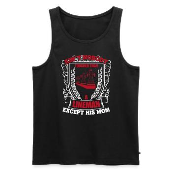 Lineman Lineman Mom Is Tougher - Men's Premium Organic Tank Top - black - Front - Michal (187cm)