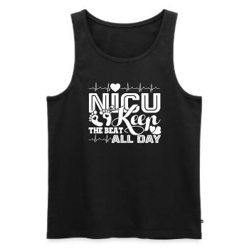 Nicu Nurse Nicu Nurse Keep The Beat All Day - Men's Premium Organic Tank Top - black - Front - Michal (187cm)