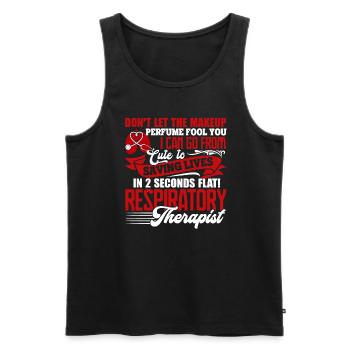 Respiratory Therapist Saving Lives - Men's Premium Organic Tank Top - black - Front - AI Model Male 178 light (178cm)