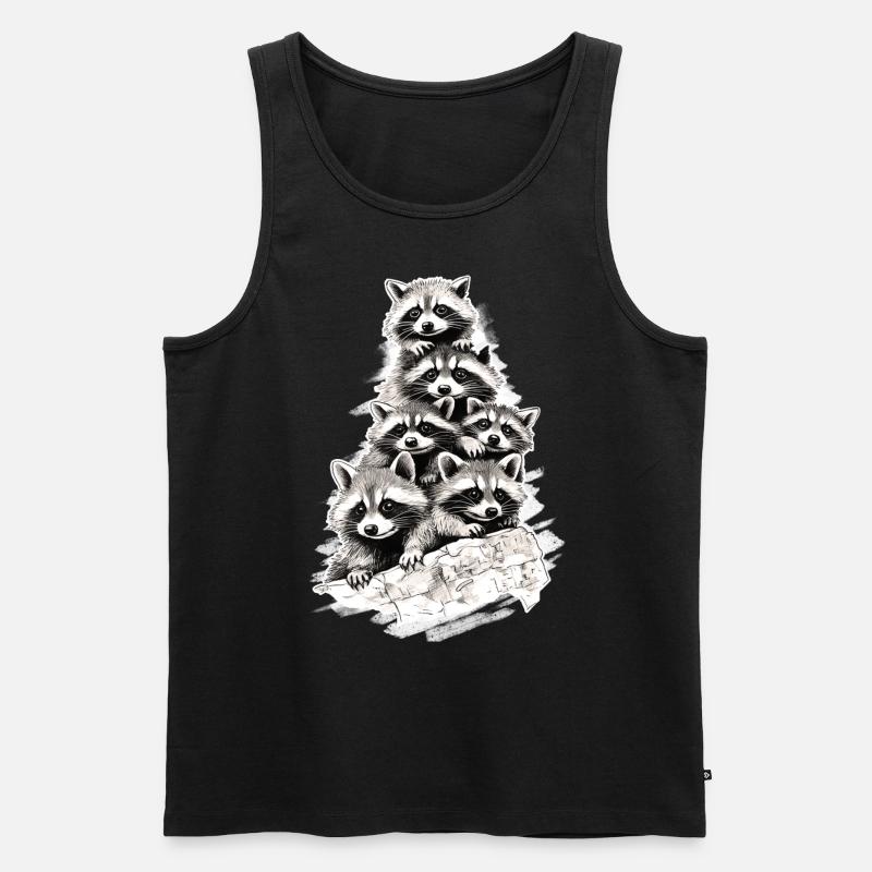 Waschbären - Männer Premium Bio Tank Top - Schwarz