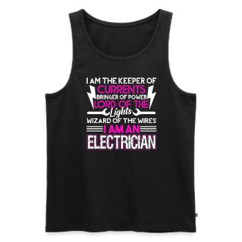 Electrician Electrician I'm The Keeper Of Currents - Men's Premium Organic Tank Top - black - Front - Michal (187cm)