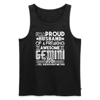 Gemini Proud Husband Of Awesome Gemini Wife - Men's Premium Organic Tank Top - black - Front - Michal (187cm)