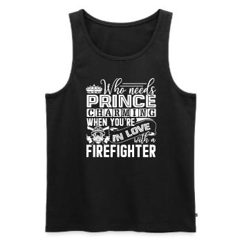 Firefighter In Love With A Firefighter - Men's Premium Organic Tank Top - black - Front - AI Model Male 178 light (178cm)
