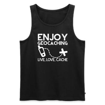 Geocaching Enjoy Geocaching - Men's Premium Organic Tank Top - black - Front - Michal (187cm)