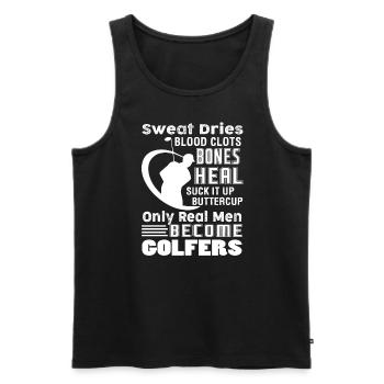 Golf Real Men Become Golfers - Men's Premium Organic Tank Top - black - Front - Michal (187cm)