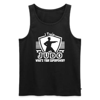 Judo I Train Judo What's Your Superpower - Men's Premium Organic Tank Top - black - Front - Michal (187cm)