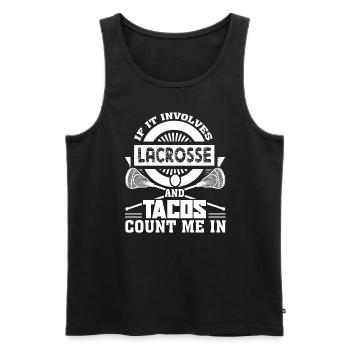 Lacrosse Love Lacrosse And Tacos - Men's Premium Organic Tank Top - black - Front - AI Model Male 178 light (178cm)