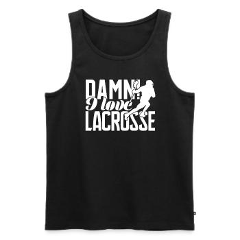 Lacrosse I Love Lacrosse - Men's Premium Organic Tank Top - black - Front - AI Model Male 178 light (178cm)