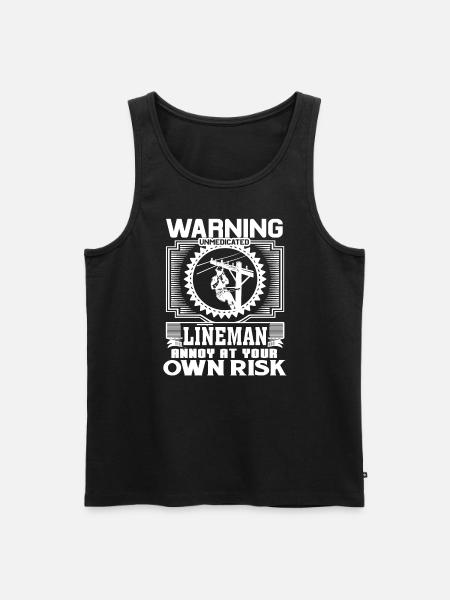Lineman Lineman Warning - Men's Premium Organic Tank Top - black