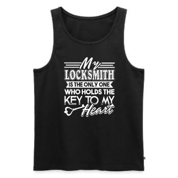 Locksmith My Locksmith Holds The Key To My Heart - Men's Premium Organic Tank Top - black - Front - AI Model Male 178 light (178cm)