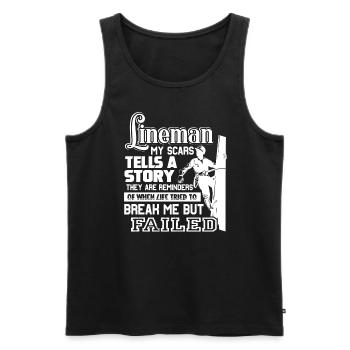 Lineman My Scars Tells A Story - Men's Premium Organic Tank Top - black - Front - AI Model Male 178 light (178cm)