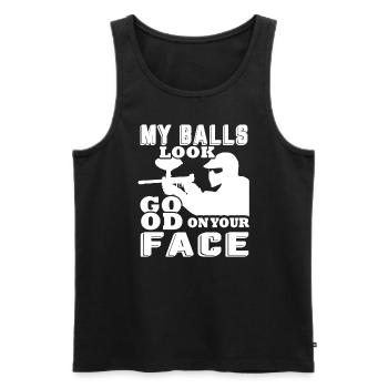 Paintball My Balls Look Good On Your Face - Men's Premium Organic Tank Top - black - Front - Michal (187cm)