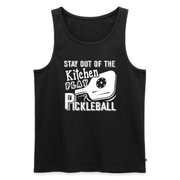 Pickleball Stay Out Of Kitchen Play Pickleball - Men's Premium Organic Tank Top - black - Front - AI Model Male 178 light (178cm)