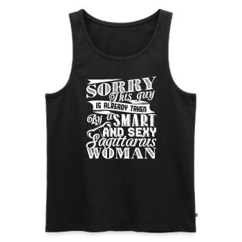 Sagittarius Taken By Smart And Sexy Sagittarius - Men's Premium Organic Tank Top - black - Front - Michal (187cm)