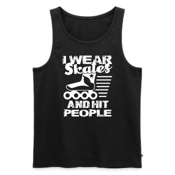 Roller Derby I Wear Skates And Hit People - Men's Premium Organic Tank Top - black - Front - Michal (187cm)