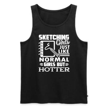 Sketching Sketching Girl Is Hotter - Men's Premium Organic Tank Top - black - Front - AI Model Male 178 light (178cm)
