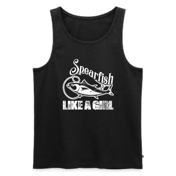 Spearfishing Spearfish Like A Girl - Men's Premium Organic Tank Top - black - Front - Michal (187cm)