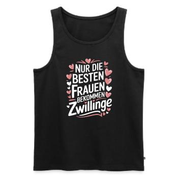 Mama von Zwillingen Zwillingsmama Zwillings Mutter - Männer Premium Bio Tank Top - Schwarz - Vorne - Michal (187cm)