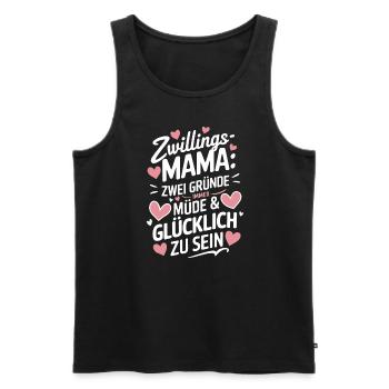 Zwillingsmama Zwillings Mutter, Mama von Zwillinge - Männer Premium Bio Tank Top - Schwarz - Vorne - Michal (187cm)