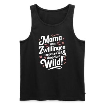 Mama von Zwillingen Zwillingsmama Zwillings Mutter - Männer Premium Bio Tank Top - Schwarz - Vorne - Michal (187cm)