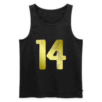 14 Zahl Trikot - Männer Premium Bio Tank Top - Schwarz - Vorne - Michal (187cm)