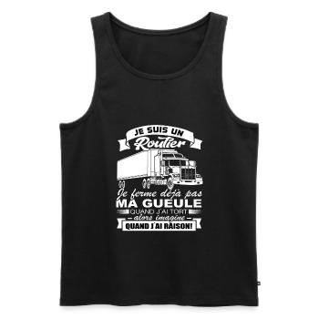 Routier Shirt • Je ferme pas ma gueule • Cadeau - Débardeur bio Premium Homme - noir - Devant - Michal (187cm)