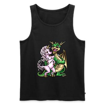 Drache Und Einhorn | Freundschaft Umarmung Kreatur - Männer Premium Bio Tank Top - Schwarz - Vorne - AI Model Male 178 light (178cm)