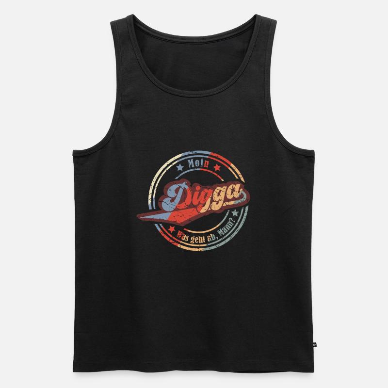 Moin Digga (Was-Geht-Ab-Mann-Edition) - Männer Premium Bio Tank Top - Schwarz