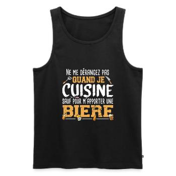 Cuisine Bière Alcool Apéro Cadeau Humour Cuisinier - Débardeur bio Premium Homme - noir - Devant - AI Model Male 178 light (178cm)