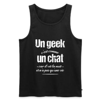 geek et chat - Débardeur bio Premium Homme - noir - Devant - Michal (187cm)