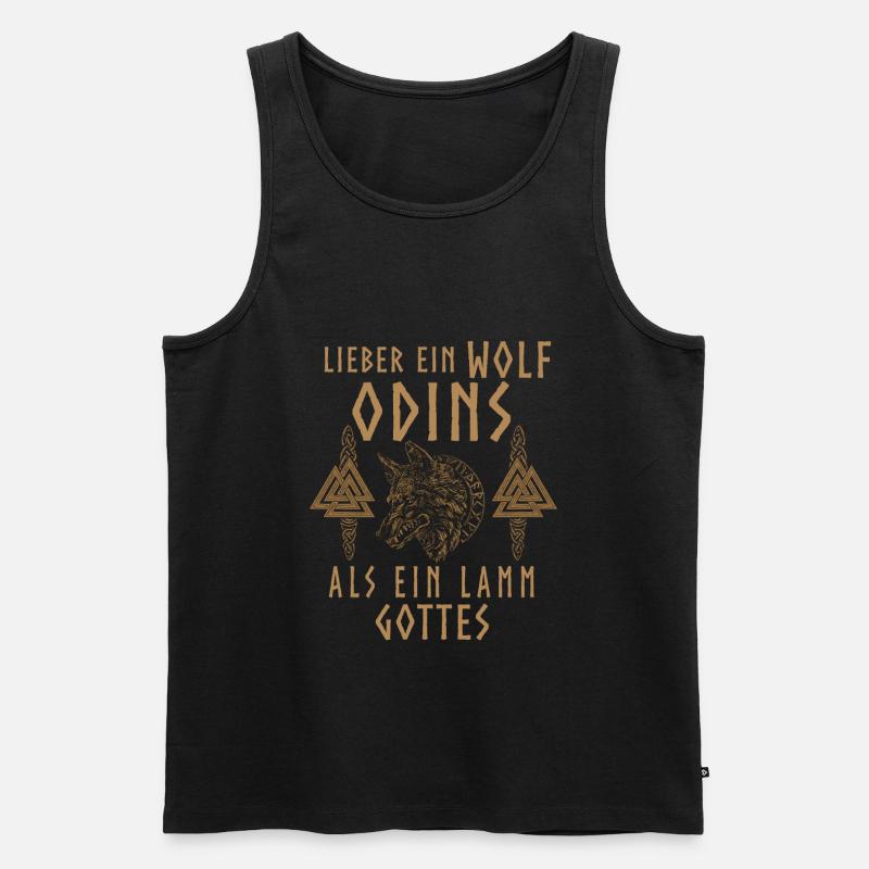 Lieber ein Wolf Odins als ein Lamm Gottes - Männer Premium Bio Tank Top - Schwarz