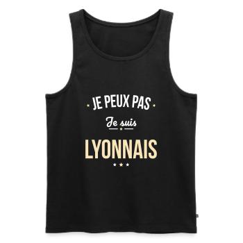 Je peux pas je suis Lyonnais - Débardeur bio Premium Homme - noir - Devant - Michal (187cm)