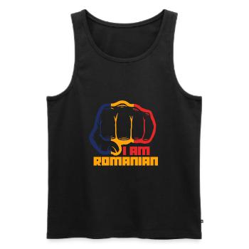 Roumanie - Débardeur bio Premium Homme - noir - Devant - Michal (187cm)