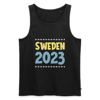 Suède 2023 - Débardeur bio Premium Homme - noir - Devant - AI Model Male 178 light (178cm)