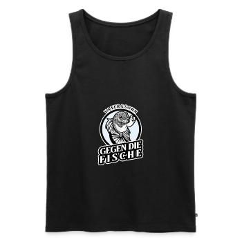 Vater und Sohn Angler Spruch Geschenk - Männer Premium Bio Tank Top - Schwarz - Vorne - Michal (187cm)