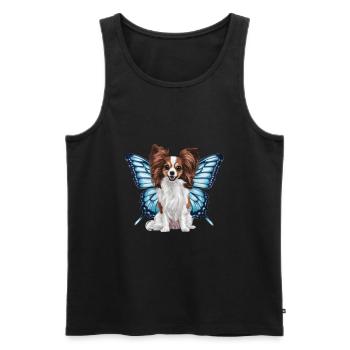 Cartoon Papillon Dog with Butterfly Wings - Men's Premium Organic Tank Top - black - Front - AI Model Male 178 light (178cm)