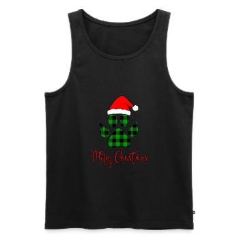 Merry Christmas paws Gift, Paws With santa hat tee - Men's Premium Organic Tank Top - black - Front - AI Model Male 178 light (178cm)