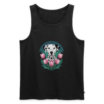 Süßer Dalmatiner mit Tulpen - Männer Premium Bio Tank Top - Schwarz - Vorne - Michal (187cm)