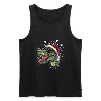 Dinosaur brontosaurus Christmas Funny - Men's Premium Organic Tank Top - black - Front - Michal (187cm)