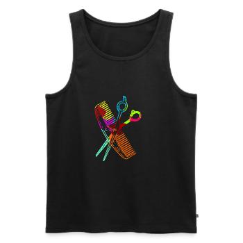 Kamm und Schere Friseurin Geschenk für Friseuse - Männer Premium Bio Tank Top - Schwarz - Vorne - AI Model Male 178 light (178cm)