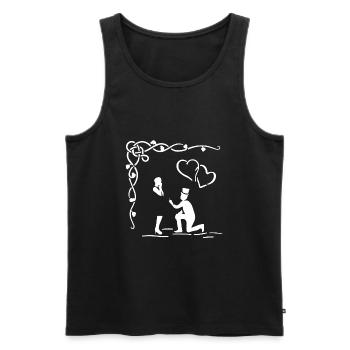 Mariage, demande en mariage, fiançailles, amour - Débardeur bio Premium Homme - noir - Devant - Michal (187cm)