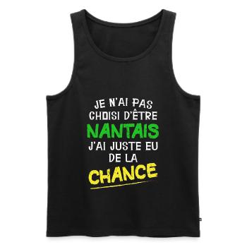 Nantes - Nantais - Ville - Foot - Cadeau - Chance - Débardeur bio Premium Homme - noir - Devant - AI Model Male 178 light (178cm)