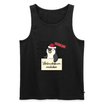Weihnachtsbaum Umschubser Pinguin - Männer Premium Bio Tank Top - Schwarz - Vorne - Michal (187cm)
